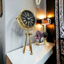 Gold Metal Ofis Salon Otel Masa Saati 26*45 cm H2 Altın