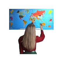 Renkli Atlas Dünya Haritası Manyetik Yapıştırıcı Gerektirmeyen Duvar Stickerı 118 Cm 56 Cm 4801 Çok Renkli
