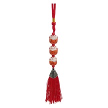 Üçlü Turuncu Maneki Neko Şans Kedisi Araba Süsü No.5t
