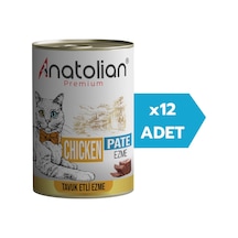 Anatolian Premium Adult Chicken Pate Tavuklu Ezme Yetişkin Kedi Konservesi 12 x 400 G