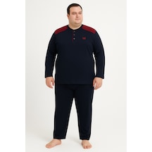 Mutlu City Erkek Yüksek Kalite İnterlok Penye Büyük Beden Pijama Takımı 18540 Lacivert - Bordo