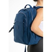 Oldso Sanmorris Unisex Suya Dayanıklı Krinkıl Kumaş Çok Gözlü Büyük Boy Laptop Okul Ve Sırt Çantası 3019 Mavi