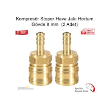 Kompresör Stoper Hava Jakı Hortum Gövde 8 MM 2 Adet