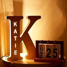Willowhaven Kişiselleştirilmiş Ahşap Gece Lambası 29cm L Harf Seçenekli Usb Led Işık Hediye Ahşap