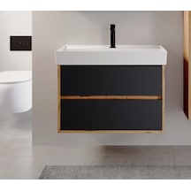 Denko Forever 80 Cm Antrasit Banyo Dolabı Alt Modül Lavabo Antrasit