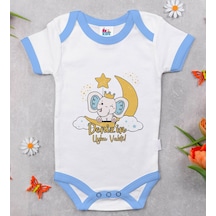 Bitmeyenkartus Bk Kids Kişiye Özel Mavi Bebek Body Zıbın - Model 131 Çok Renkli