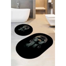 Siyah Arap Kızı Banyo Halısı Klozet Oval Paspas Seti Bs071n11
