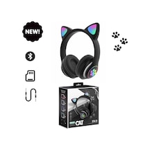 Kedi Kulaklık Kart Girişli Radyolu Bluetooth 5.0 Kulaklık Yüksek Ses Akıllı Led Işıklı Kedi Kulaklık