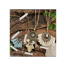 Yıwu Boho-chic 3 Parça Set: Vintage Esintili Püskül & Çiçek Kolye Ve Taşlı Aksesuarlar Kahverengi Tonları
