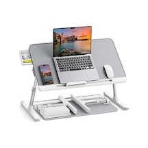 Bix Saıjı K7 Mini Dizüstü Yatak Tepsi Masası, Kaymaz Pvc Deri İle Dizüstü Çalışma Masası, Ayarlanabilir Dizüstü Bilgisayar Standı Çok Amaç İçin Kullanılabilir Masa Gümüş