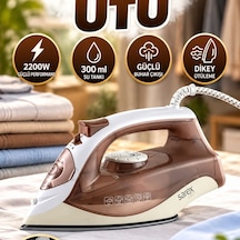 2200w Buharlı Ütü Seramik Taban, 300 Ml Su Tankı, Dikey Ütüleme Kahverengi