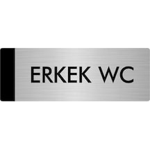 Metal Yönlendirme Levhası, Departman Kapı Isimliği Erkek Wc 10x20 Cm Gümüş Renk