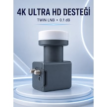 Uydu Anten Lnb Twin Çıkışlı 0.1 Db Ku Band 4k Ultra Hd Uyumlu