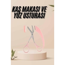 Kavisli Kaş Kirpik Düzeltici Bıyık Alma Taraklı Kaş Makası Yüz Bakım Seti Makas Pembe 18711257
