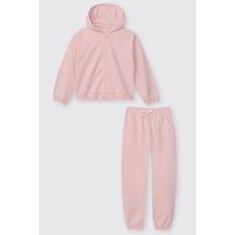 Panço Kız Çocuk Kapüşonlu Pembe Eşofman Takımı 2621gk17008