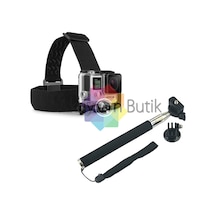 Gopro Hero 2 3 3+ 4 5 - Kafa Bandı Monopod Aksesuar Seti Çok Renkli