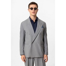 Antioch Tek Düğme Kruvaze Erkek Blazer Ceket Gri