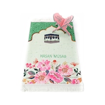 İsme Özel Çocuk Seccadesi Kabe - Yeşil 82 45 Cm 110 Gr - Tesbih
