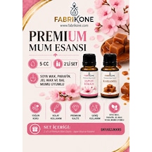 Premium Mum Esansı 5 Cc 2'li Set - Japon Kirazı, Karamel - Soya Wax, Parafin, Jel Wax Ve Bal Mumu Uyumlu Bkfab2jkkr5 Karışık