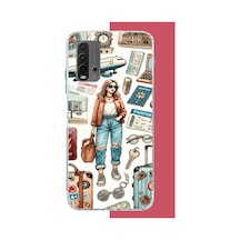 Redmi 9t-poco M3 Uyumlu Vintage-travel Baskılı Silikon Kılıf Renkli