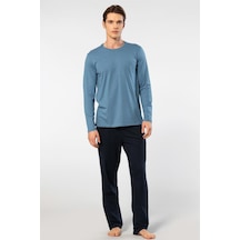 Cacharel Erkek Bisiklet Yaka Uzun Kollu Modal Pijama Takımı 2244/indigo İndigo