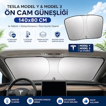 Polham 140x80 Cm Tesla Model Y Ve Model 3 İle Uyumlu Ön Cam Güneşliği, Isı Yalıtımlı Güneş Koruyucu 23311732