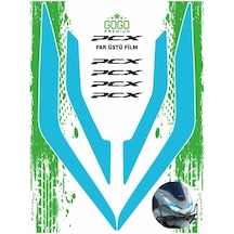Honda Pcx 2021 - 2024 Uyumlu Far Üstü Film Mavi