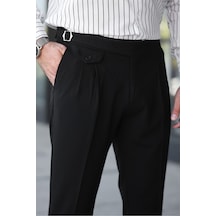 Kuşaklı Pileli Kemer Detaylı Old Money Kumaş Pantolon Siyah