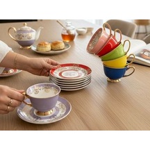 6'lı Porselen Blossi Mix Kahve Fincanı-5398 Çok Renkli