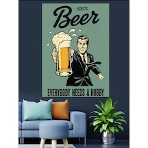 Retro Bira Reklam Posteri Dekoratif Kanvas - Mdf Ahşap Tablo