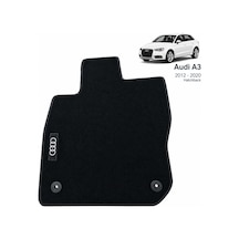 Oto Halı Paspas Seti Audi A3 2012-2020 Hatchback Uyumlu Sline Sport Kaymaz & Şık Tasarım - Siyah Logolu