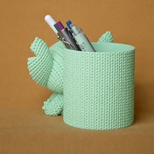 Bezos 3d Baskı Knitted Kalemlik - Sevimli Karakterli Masaüstü Kalem Organizeri-mint Bty Mint Yeşili