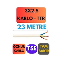 Öznur 3x2,5 Ttr Kablo Metre Seçenekli Beyaz - 23 Metre