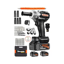 Dragro Alman 450NM DRG-598VF 20 AH Kömürsüz Çift Bataryalı Somun Sökme Sıkma Makinesi 32 Parça Full Setli Siyah