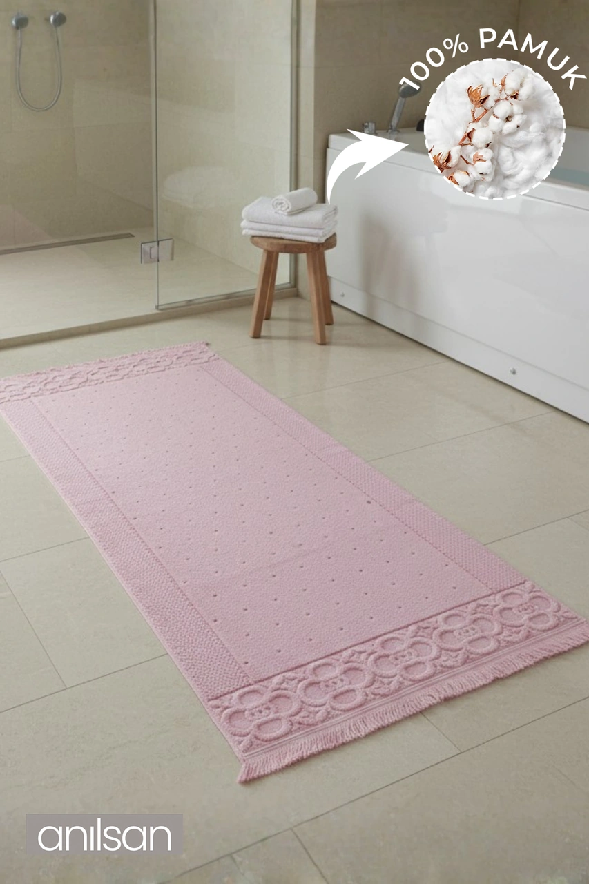 Fesun Pudra Ayak Havlusu - 60x130cm, 690gr, %100 Pamuk, Spa Ve Otel Banyo Paspası, Günlük Kullanıma Uygun Pudra