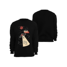 Elon Musk Baskılı Özel Tasarım Unisex Bisiklet Yaka Sweatshirt Siyah
