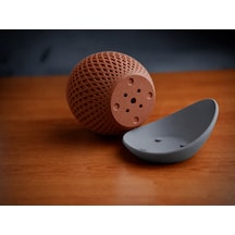 Bezos 3d Baskı Küre Saksı - Kafes Dokulu İki Parçalı Dekoratif Saksı - Kahverengi-gri Hb006