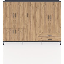 Arges Dolap 12 Raflı 2 Çekmeceli 7 Kapaklı 220x30x163 Antrasit-ça Antrasit-çam
