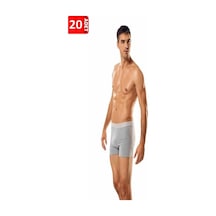 Erkek 20'li Paket %100 Pamuk Likralı Boxer Siyah-beyaz-gri Gri