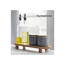 Çok Amaçlı Ahşap Ayaklı Düzenleyici Sunumluk Servis Tabağı Ayaklı Sunumluk Mutfak Banyo Stand Açık Renk Ahşap