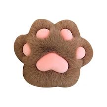 Geeksen Sevimli Kedi Pençesi Şeklinde Yastık - Ofis, Araba Ve Ev İçin Rahatlatıcı 45 Cm Koyu Kahverengi