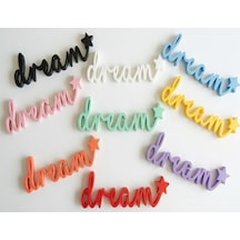 Dream Yazılı Yıldızlı Dekoratif Duvar & Raf Süsü Modern Masaüstü Dekor Turkuaz