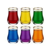 Lüks Kahve Yanı Su Bardağı - 6'lı Set - Kristal Kesim Cam Likör Bardağı - Ayaklı Şık Sunum Bardağı - Kahve Yanı İkramlığı 60 Ml Çok Renkli