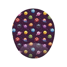 Neşeli Renkli Gezegenler - Bilek Destekli Oval Mousepad 20x23 Cm