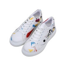 Kadın Vegan Deri Beyaz Sneakers - Crash Of Neuron Tasarım Çok Renkli