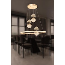 Ilgaz Aydınlatma 3+1 Çember Şeker Toplu Rose Gold Led Modern Sarkıt Avize Altın