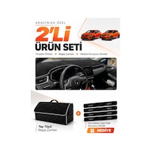 Renault Clıo 5 2019-2026 Uyumlu Torpido Örtüsü + Tay Tüyü Bagaj Çantası + Sticker Seti - Siyah Gri