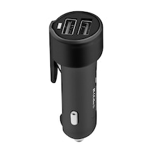 Shineyee C5191 Siyah Abs Ve Aluminyum Oto Şarj Cihazı, 12-24v Giriş, 5v/3.1a Toplam Çıkış, Çift Usb Port Tek Portta 2.4a