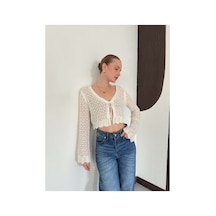 Verymoda Ajurlu Triko Hırka Krem