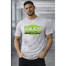Herkesemoda Dream Big Yazı Detaylı Basic T-shirt Gri